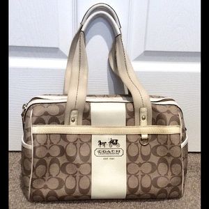 COACH Heritage Stripe Brown/Tan Satchel